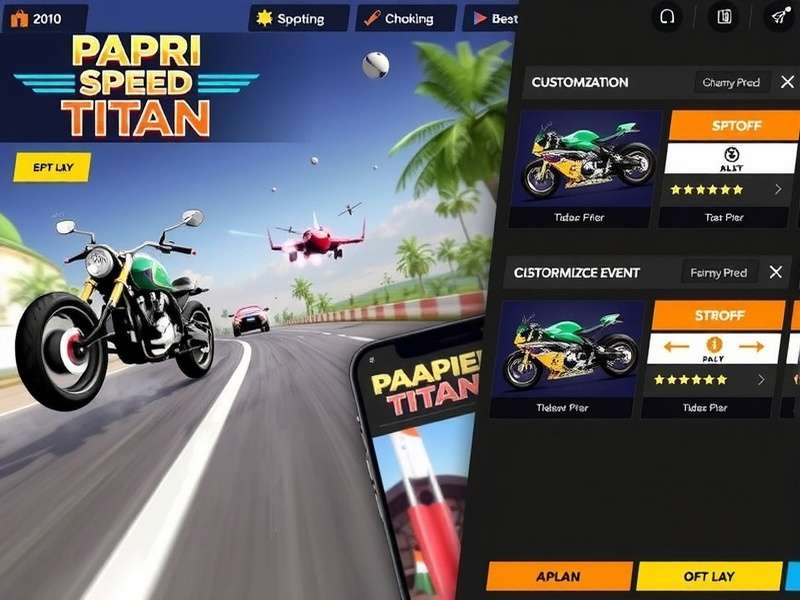 Papri Speed Titan gameplay screenshot showing high-speed racing action